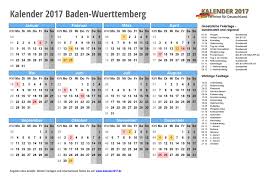 Alle ferientermine für alle bundesländer haben wir hier in unserem ferienkalender gesammelt. Kalender 2017 Baden Wurttemberg