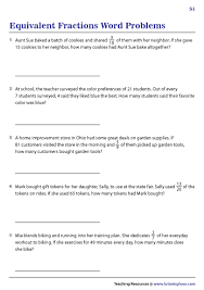 Equivalent Fractions Word Problems