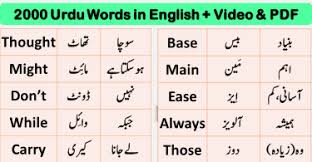 1000 english words in urdu important