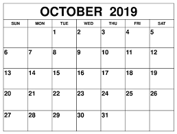 October 2019 Printable Calendar Word Pdf By Month Latest