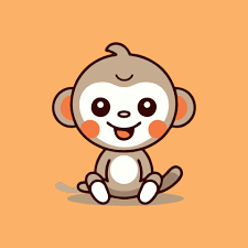 cute monkey chibi mascot vector cartoon