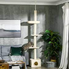 pawhut floor to ceiling cat tree with