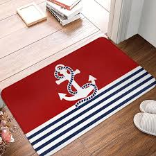 navy carpet nautical red white stripes