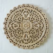 Traditional Fl Wood Carved Wall Hanging