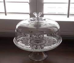 vintage glass cake stand with dome