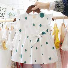 Váy bé gái Bồ Công Anh cotton cổ lớn chấm bi thời trang cho bé dưới 2 tuổi  - Đầm bé gái
