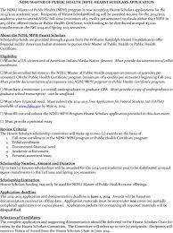 ndsu master of public health mph hearst scholars application pdf 