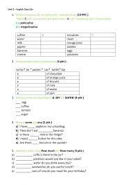 Unit 2 English Class A2 short test interactive worksheet