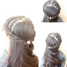 今日はお休み ダブル で こどもヘアアレンジ 簡単ヘアアレンジ あみこみハーフアップ あみこみスタイル ヘアアクセサリー hairstyles girlshair 簡単 ヘアアレンジ こども ヘアアレンジ 簡単ヘア