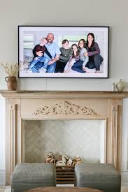 faux fireplace mantel with samsung frame tv