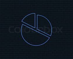 Neon Light Pie Chart Graph Sign Icon Stock Vector
