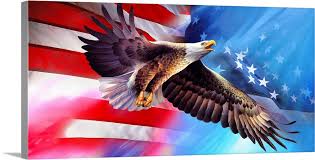 American Eagle Flag Large Solid Faced Canvas Wall Art Print Great Big Canvas