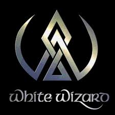 Trendy magic cards logo concept on white background from entertainment and arcade collection. White Wizard S Stream