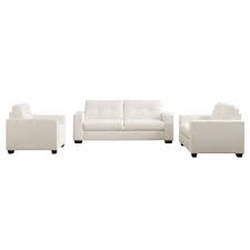 Furinno brive contemporary tufted 3 seater sofas, white faux leather amazon $ 459.59. Corliving Club 3 Piece Tufted White Bonded Leather Sofa Set The Home Depot Canada