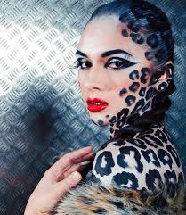 young y woman with leopard make up