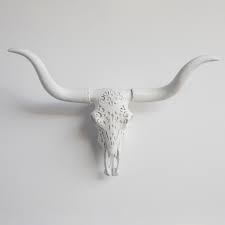 faux large carved texas longhorn wall