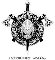 Anyone who desires a historical celtic tattoo, mythological celtic tattoo or a pride in their heritage celtic tattoo will be pleased with our vast collection of custom celtic art. Viking Helmet Crossed Viking Axes And In A Wreath Of Scandinavian Pattern And Viking Shield Vector Illustrati Scandinavian Tattoo Viking Helmet Viking Shield