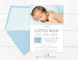 Boy Birth Announcement Little Man Birth Announcement