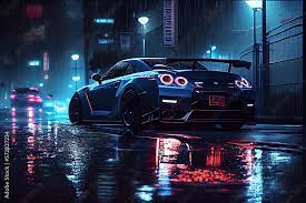 blue sports car wallpaper dark night
