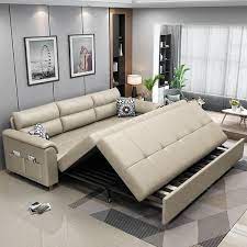 74 Beige Full Sleeper Convertible Sofa