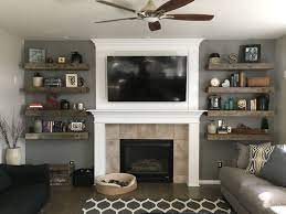 Floating Shelves Next To Fireplace