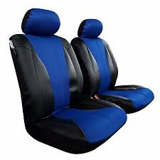 Front Car Seat Covers Blue Black Mesh