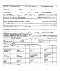 Medical History Form Forms Word Printable Templates