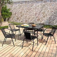 Outdoor Bistro Coffee Table Chair Black