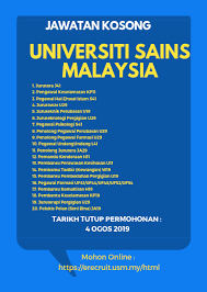Jawatan kosong universiti sains malaysia usm 25 september 2018 jawatan kosong kerajaan swasta terkini malaysia 2021 2022. Jawatan Kosong Pelbagai Jawatan Di Universiti Sains Malaysia 2019