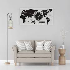 3d World Map Acrylic Wall Clock For