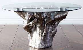 Silver Glass Tree Trunk Table Hotel