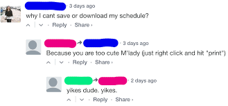 Found This Little Exchange In The Comments Of An Online Schedule