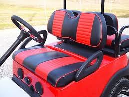 Red Golf Cart Seat Cover Pleated Style