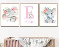 Baby Name Elephant Girl Nursery Decor