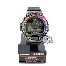All our watches come with outstanding water resistant technology and are built to withstand extreme. Black Gold Plated Micro Pave Lab Diamond Rainbow Watch Bezel For G Shock Dw6900 Watch Cases Aliexpress