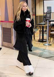 Rachel Zoe Wears A Black Fur Coat As