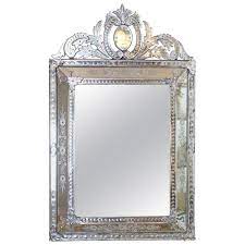 Etched Venetian Glass Wall Mirror On