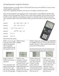 Solving Equations Using The Calculator