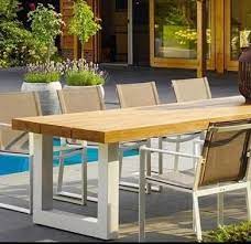 Straight Leg Steel Frame Garden Table