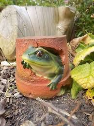 Frog In Flower Pot Garden Ornament For