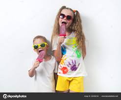 Children Summer Sweets Girl Sunglasses Eating Pink Ice Cream