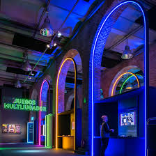 Game On S Neon Filled Exhibition Design Pays Homage To 80s Video Games