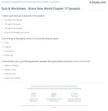 Quiz & Worksheet - Brave New World Chapter 17 Synopsis | Study.com