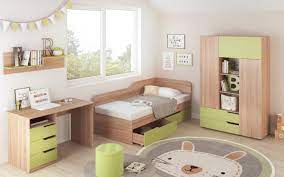 Обзавеждане за детска/юношеска стая с падащо легло. Komplekt Za Obzavezhdane Za Detska Staya Feliks Feliks Db Sonoma Zelen Okean Mebeli Videnov