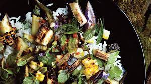 grilled vegetable and rice salad with