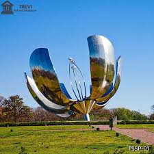 Large Metal Lotus Sculpture Urban Park