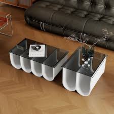 2 Piece Square Coffee Table Set With
