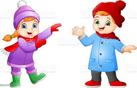 Cartoon Girl And Boy Wearing Winter Clothes Stock Illustration - Download  Image Now - iStock