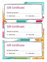 gift certificate template free