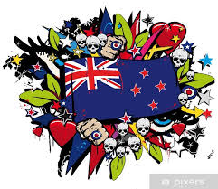 Poster New Zealand Flag Maori Street